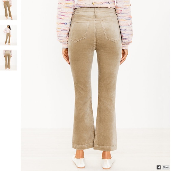 LOFT Tall Velvet Button Front Kick Crop Pants in Lavender Haze - Picture 4 of 6